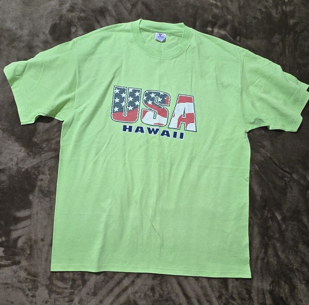 Men's Hawaii T-Shirt USA Yazbek Green Excellent Condition XL